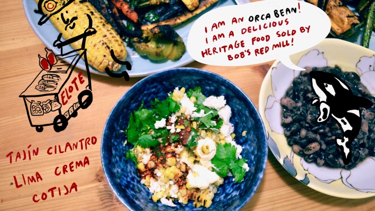 elote man cartoon orca beans bobs red mill